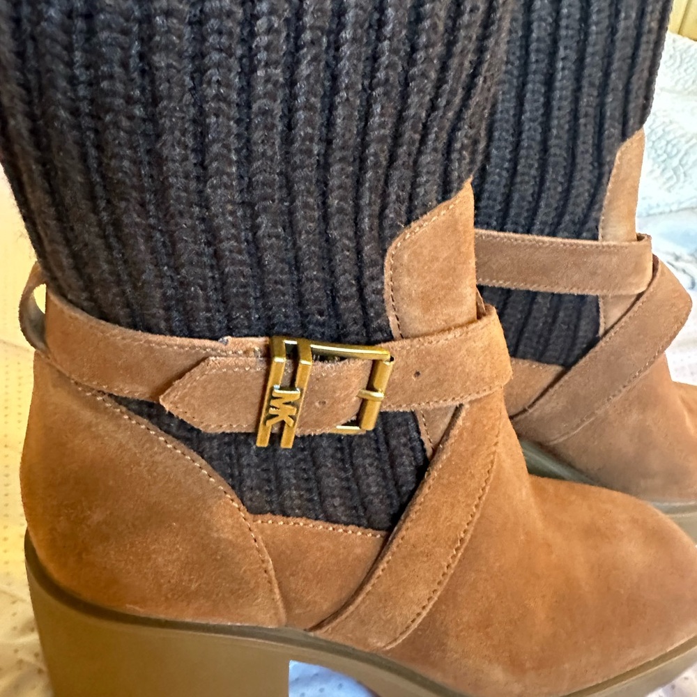 Michael Kors Tan Suede Heeled Boots new no box